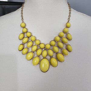 💎Vintage Gold Tone Yellow Multi Stone Retro Chunky Bib Statement Necklace
